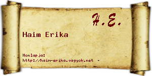 Haim Erika névjegykártya